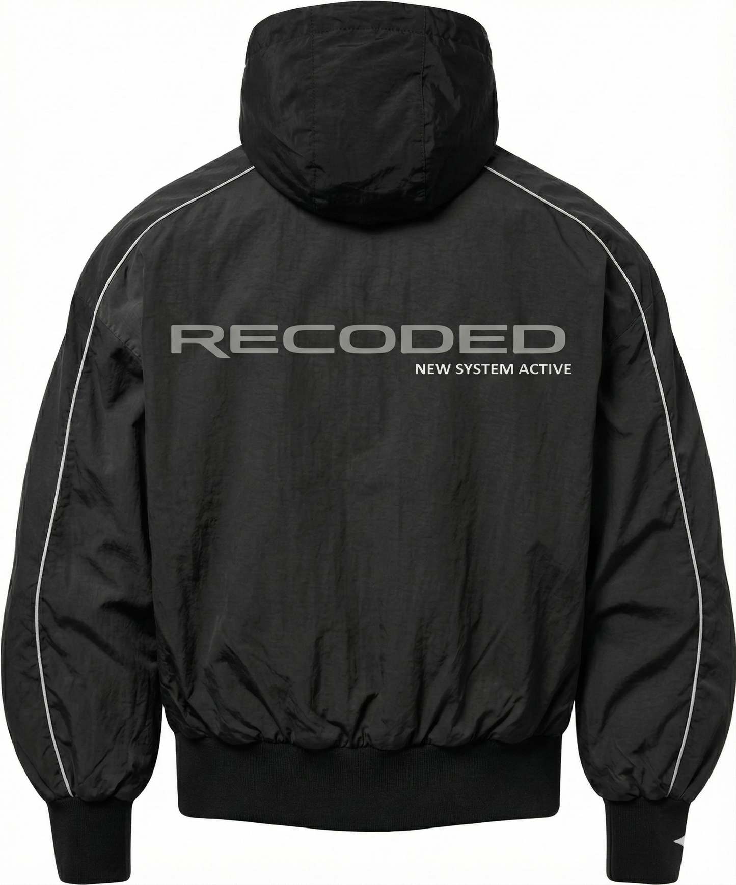 NOVREK “Recode” Tech Windbreaker – Reflective Performance Zip Jacket (Black)