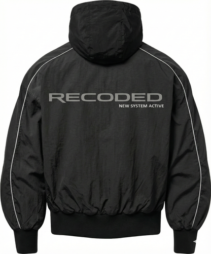 NOVREK “Recode” Tech Windbreaker – Reflective Performance Zip Jacket (Black)