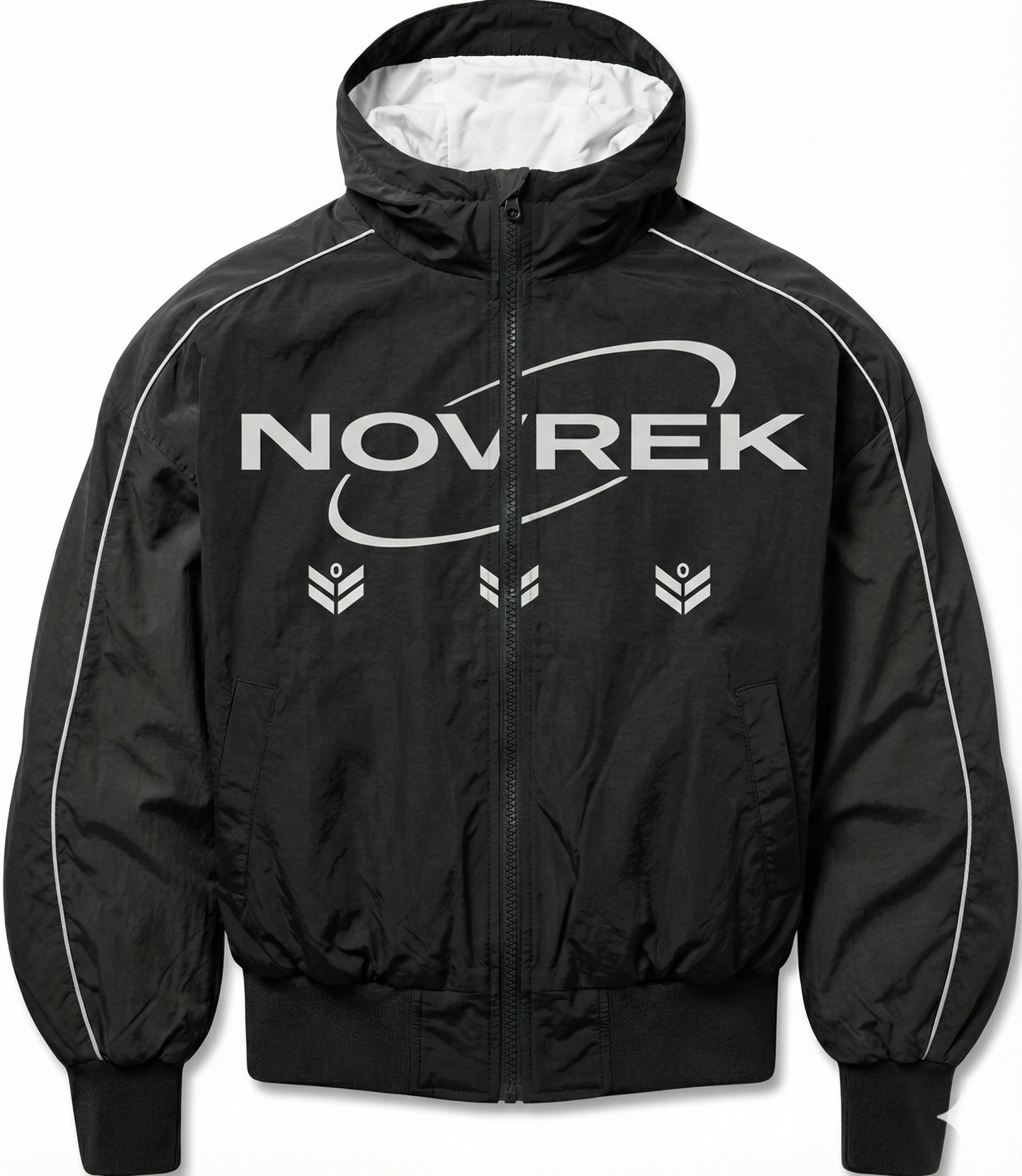 NOVREK “Recode” Tech Windbreaker – Reflective Performance Zip Jacket (Black)