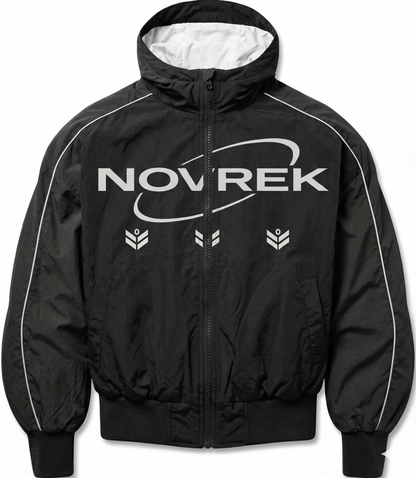 NOVREK “Recode” Tech Windbreaker – Reflective Performance Zip Jacket (Black)