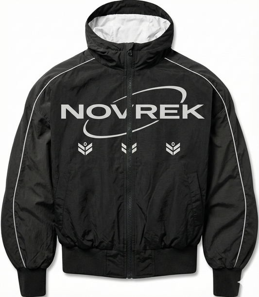 NOVREK “Recode” Tech Windbreaker – Reflective Performance Zip Jacket (Black)