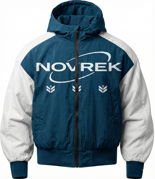 NOVREK “Recode” Tech Windbreaker – Reflective Performance Zip Jacket (Deep Teal / Ice Grey)